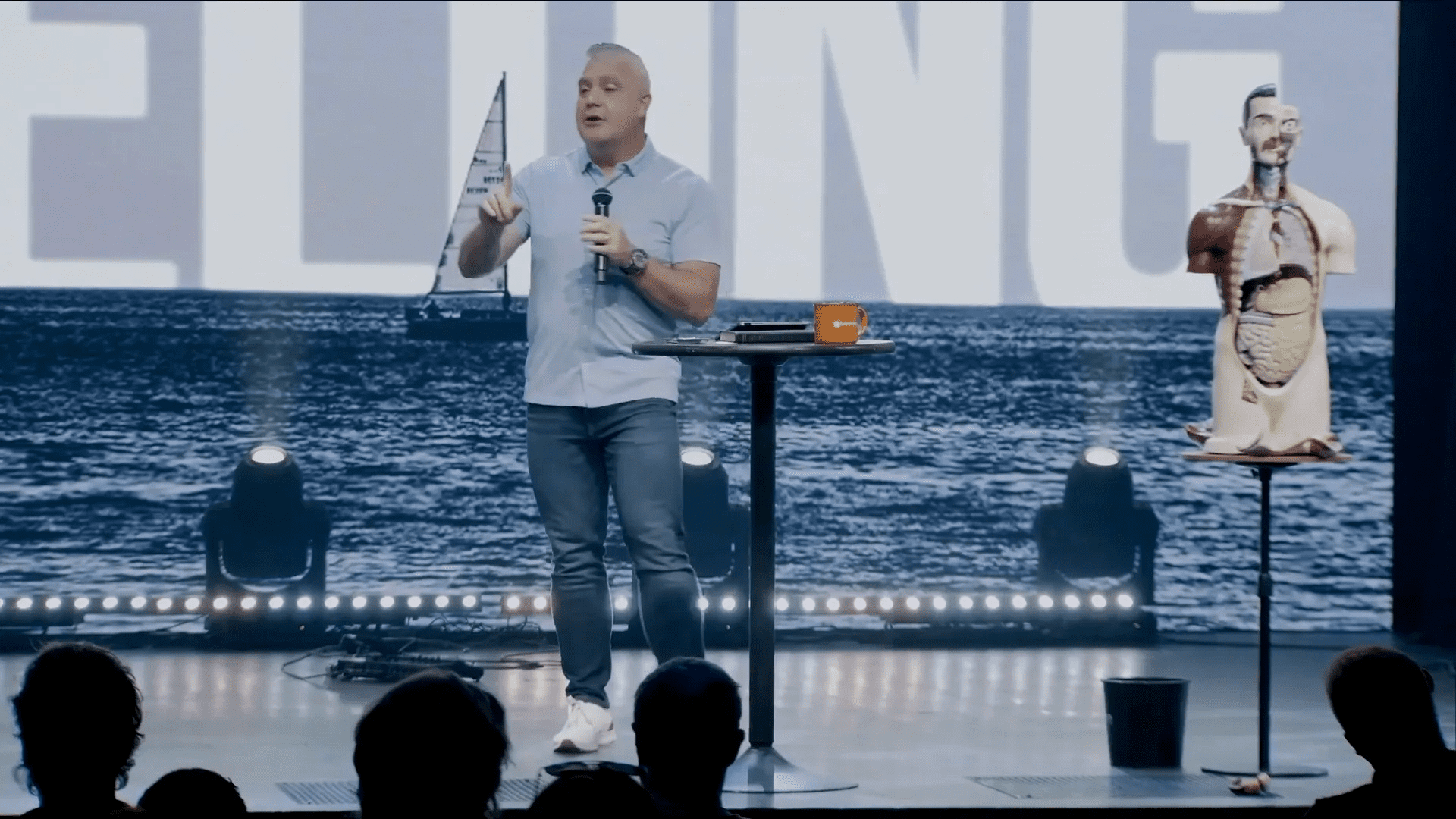 Pastor outlining the six essential functions of the body